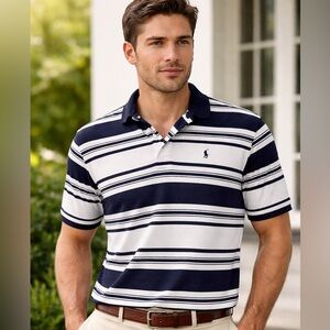 Ralph Lauren Black and White Striped Polo Shirt